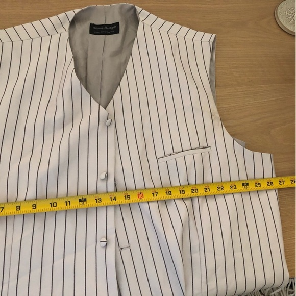 Vittorio St. Angelo|Gray pinstripe long line blazer vest, sleeveless•••Plus size - Picture 9 of 11